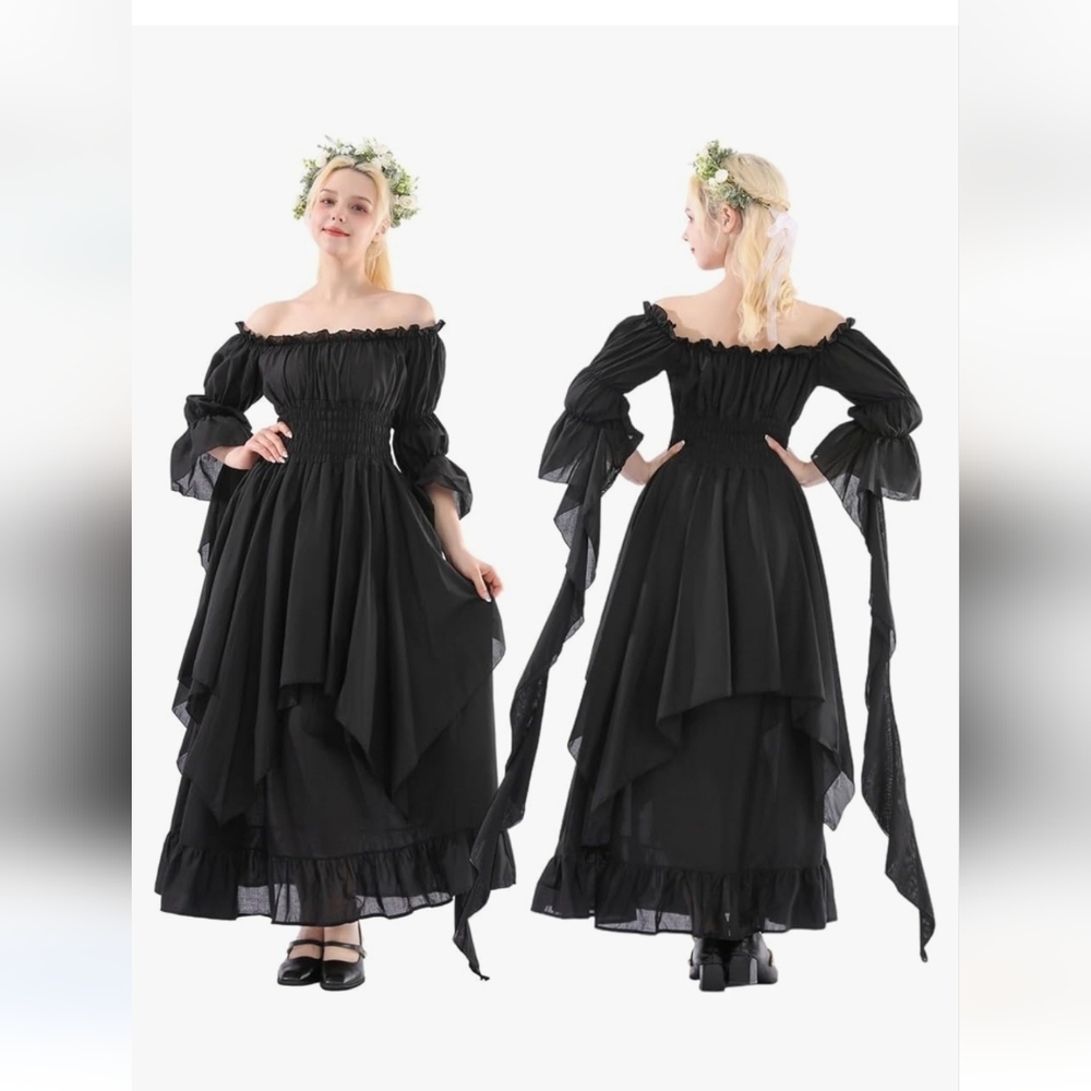 NSPSTT Victorian Dress Renaissance Costume Women Gothic Witch Dress Medieval